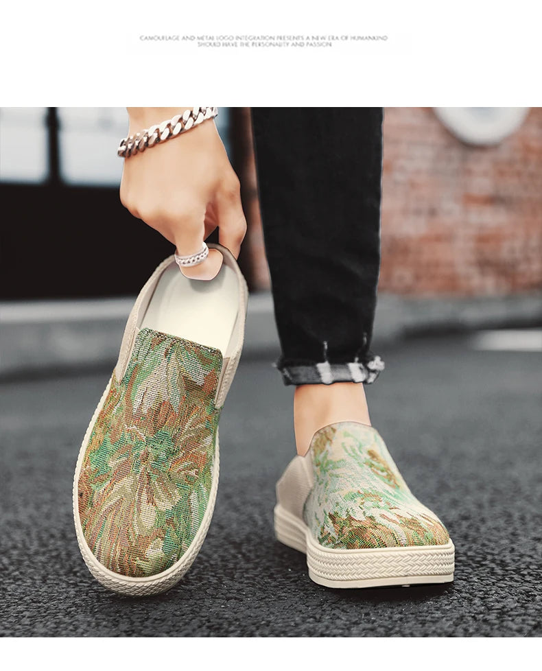 Men's canvas slippers summer new breathable outdoor soft-sole casual slippers party sandals Joker tide half slippers cloth shoes