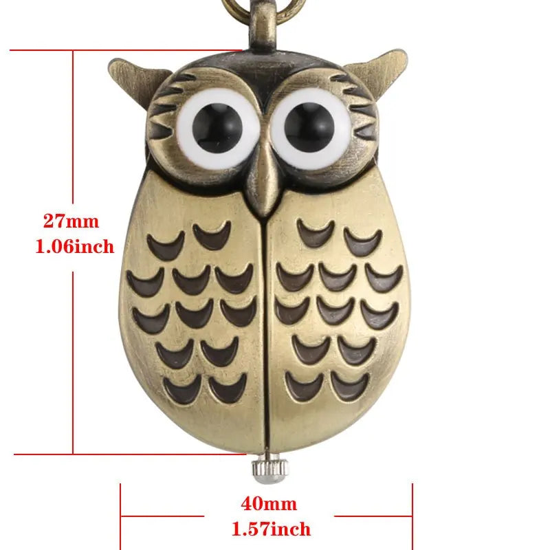 New Bronze Owl Creative Pocket Watch Retro Popular Display Quartz Pocket Watch Pendant Clock Men Women Chain Gift