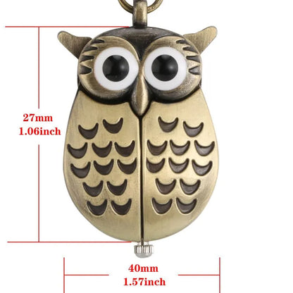 New Bronze Owl Creative Pocket Watch Retro Popular Display Quartz Pocket Watch Pendant Clock Men Women Chain Gift