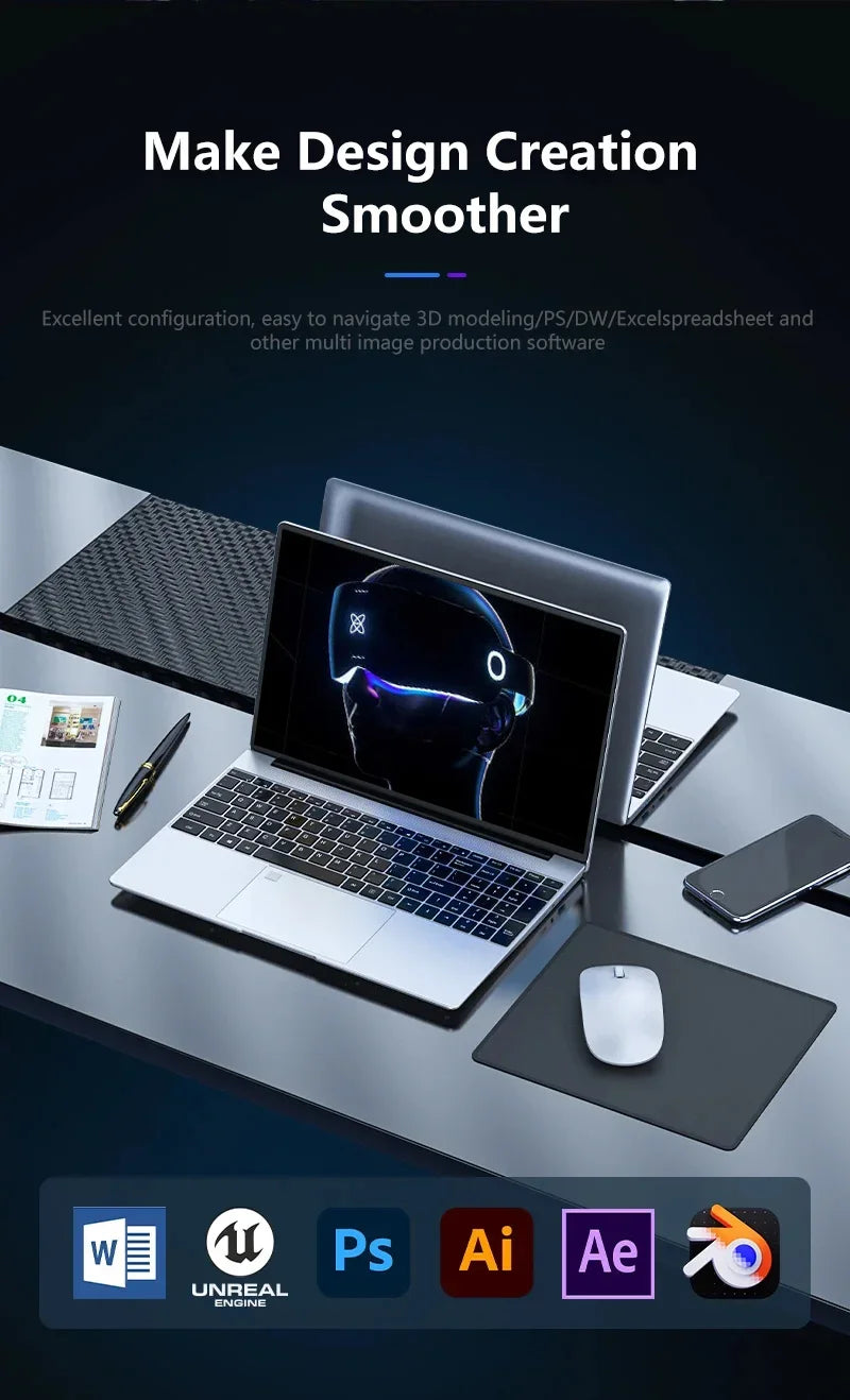 15.6 Inch Laptop Intel Core i9 10980HK Windows 11 Pro 32GB DDR4 M.2 2TB SSD Ultrabook Computer Fingerprint Unlock WIFI Fast