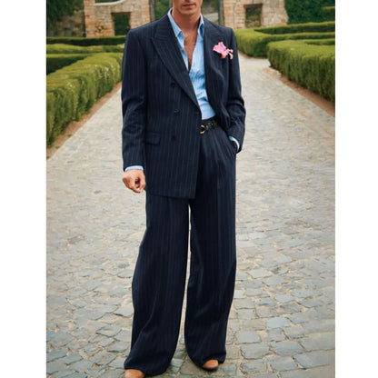 Men's Striped Suit Two Piece Suit Elegant Fashion Suit Casual Fashion Work Wear Party Dress Men's Commuter Wear Men's Clothing