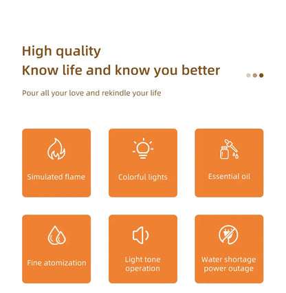 Essential Oil Diffuser,Flame Colorful Water Vapor Fire Humidifier for Aromatherapy Aroma Therapy Machine Room,Flame Diffuser