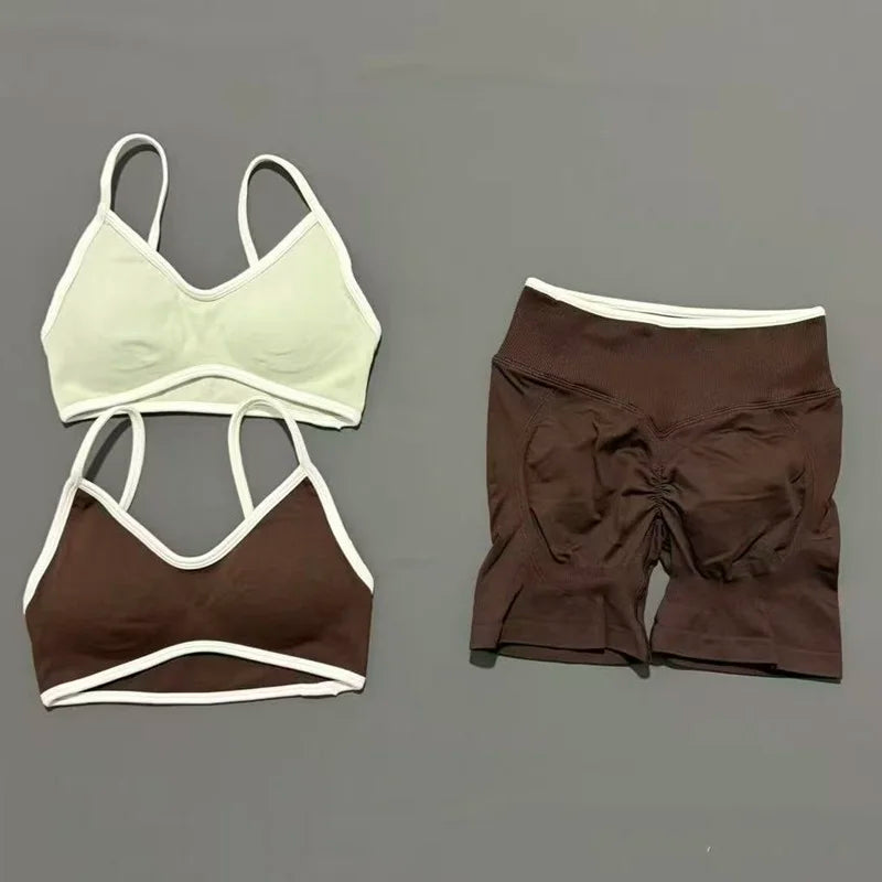 2Pcs HISTELLO Ignite Sculpt Sports Set Naked Feel Tummy Control Cross Bra Scrunch Hip Lifting Yoga Pilates Running Fitness Sets