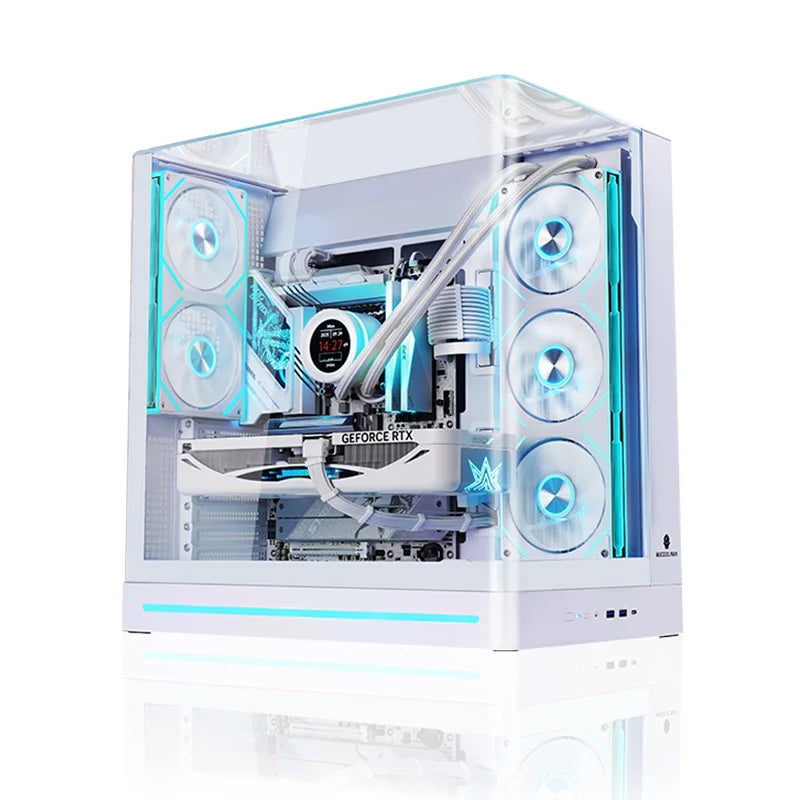 WJCOOLMAN AITO Plus ATX PC case 9.16-inch screen RGB light strip 360 water cooler Integrated curved glass computer case
