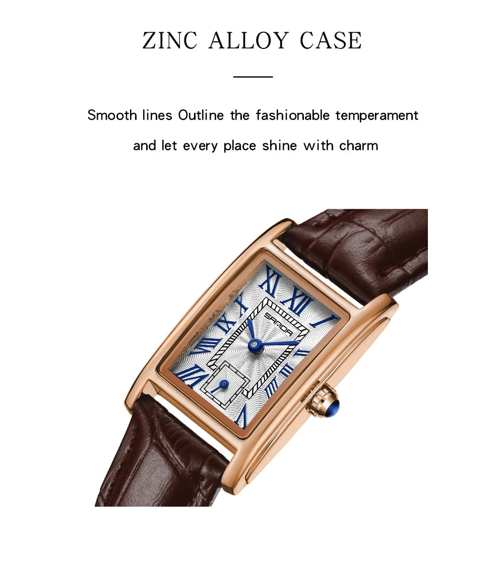 SANDA Top Fashion 1116 Women's Watch Elegant Design Rectangular Dial Waterproof Quartz Movement Business Women's Quartz Watch