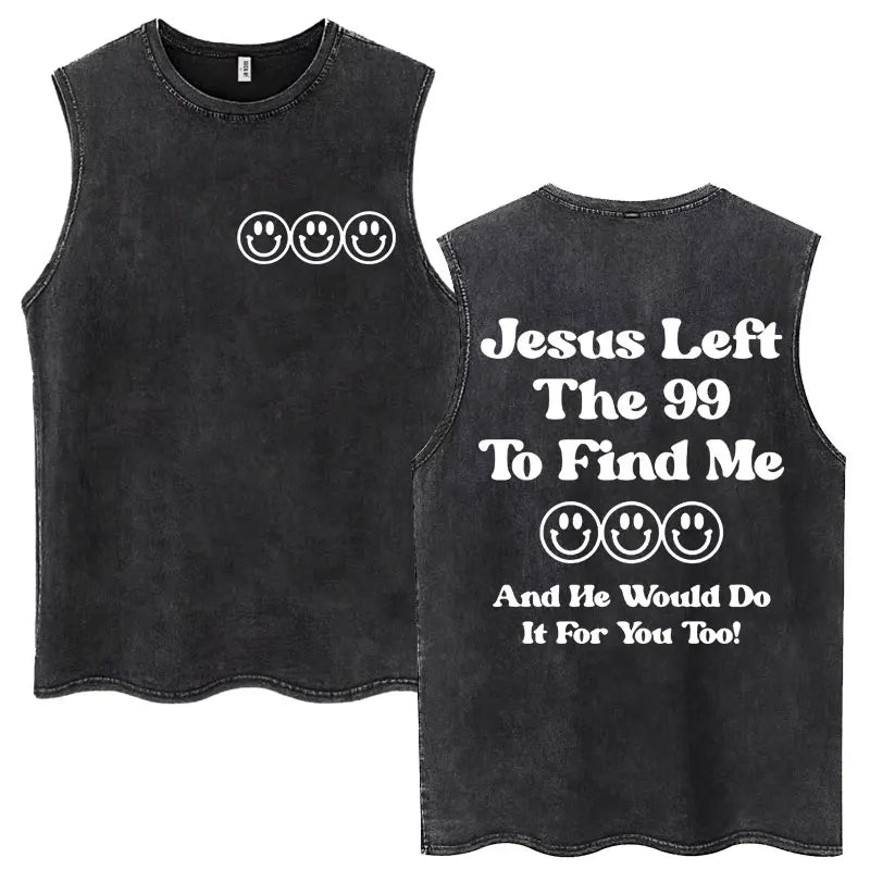 Washed Jesus Is King Christian Harajuku Vintage Tank Tops Men Women Gothic Sleeveless T-shirt Loose Summer Cotton Casual T Shirt