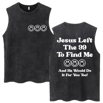 Washed Jesus Is King Christian Harajuku Vintage Tank Tops Men Women Gothic Sleeveless T-shirt Loose Summer Cotton Casual T Shirt
