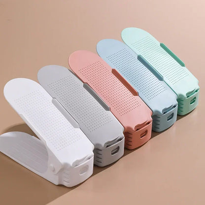 New 10Pcs Shoe Stacker Adjustable Shoe Slots Organizer Shoes Slots Space Saver Double Deck Rack Holder For Closet Organization