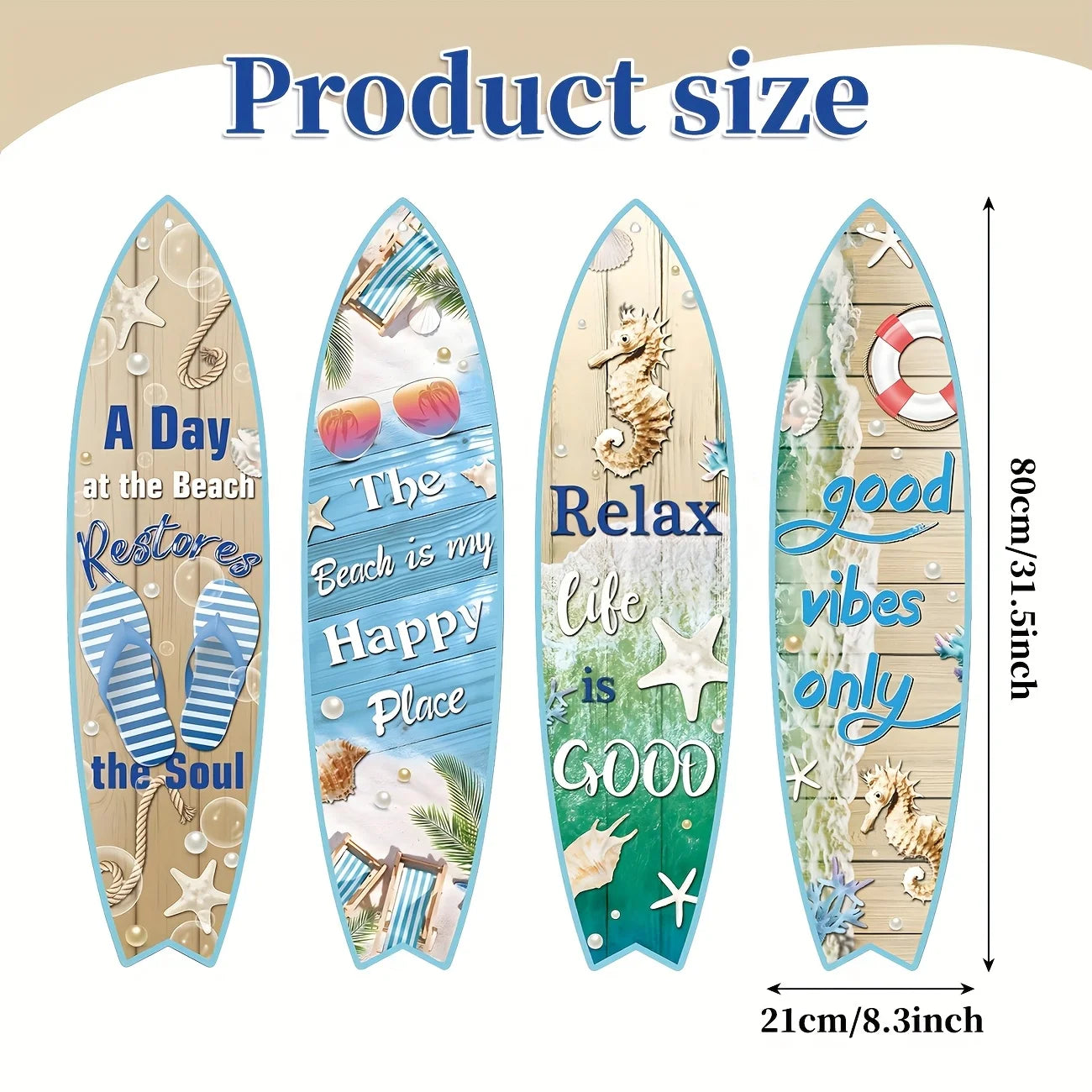 4 Pcs Surfboard Party Banner Pool Wall Decor Surfboard Wall Hanging Banner Sign Beach Decoration Summer Theme Decor Hawaiian