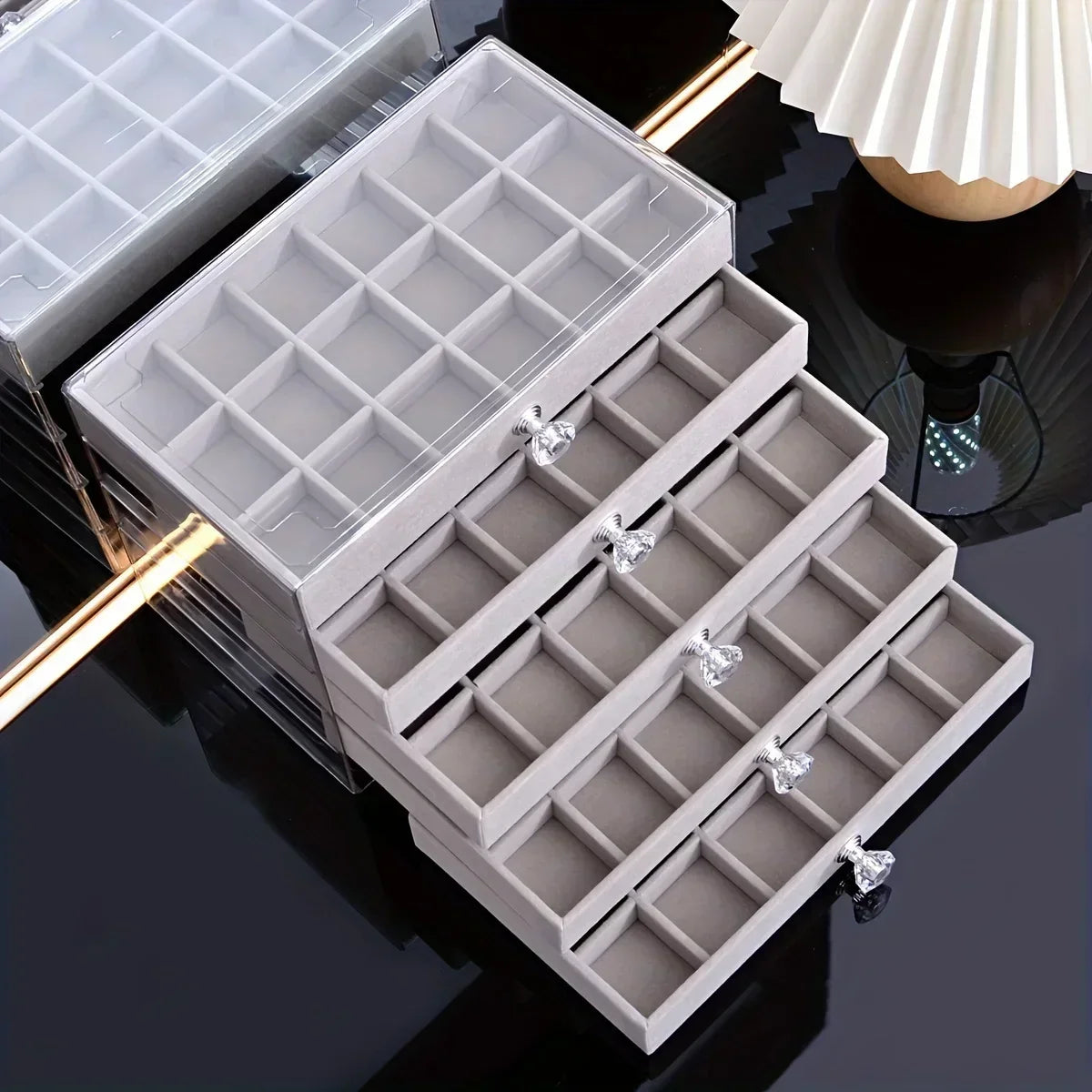 Newly Upgraded 7-Tier Dust-Proof Acrylic Jewelry Storage Box Modern Rectangular Desktop Display & Storage Jewelry Box Amagi