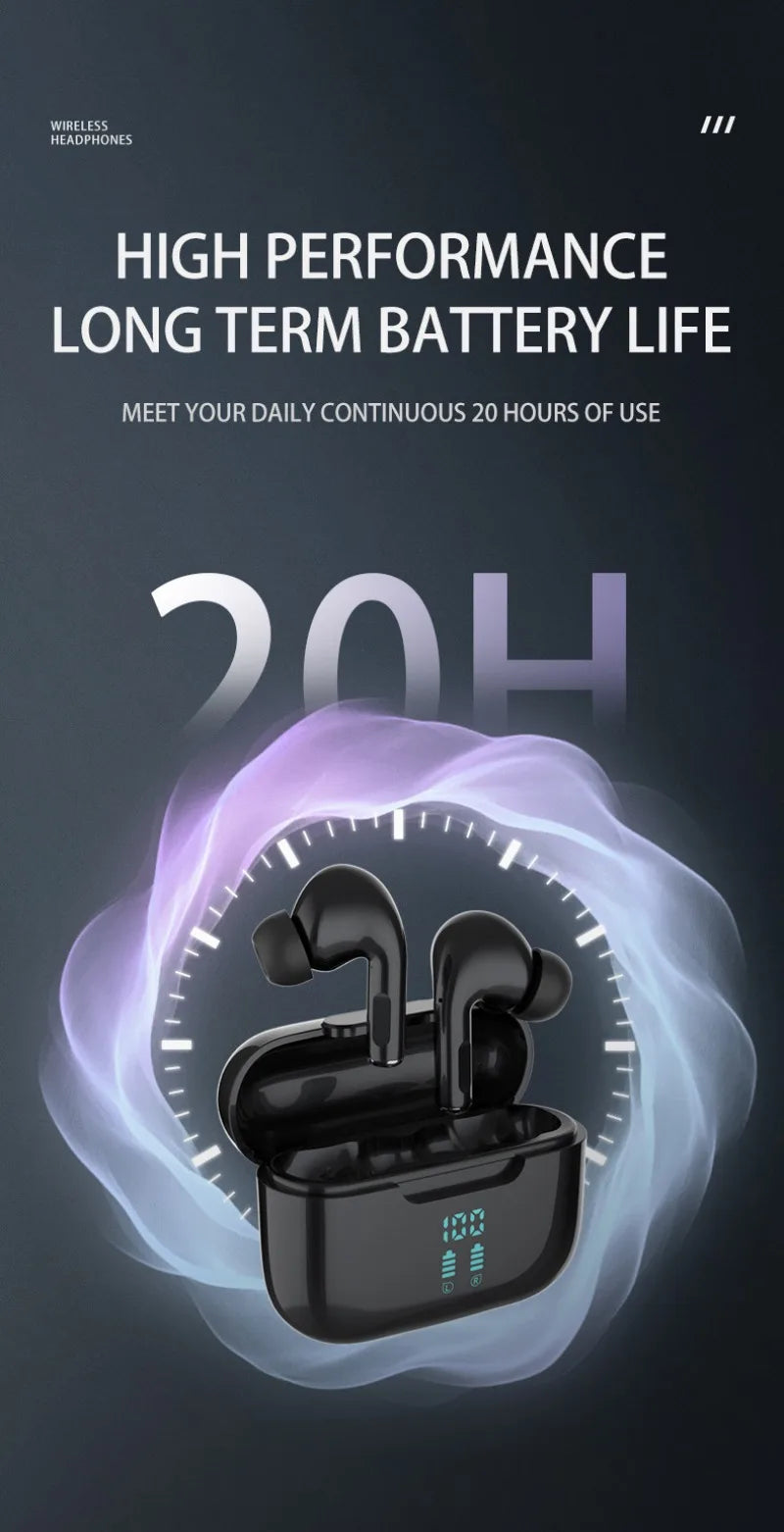 Wireless Bluetooth Earphones HIFI Stereo Sound ENC Headphones Power Display Earbuds For XIAOMI Samsung TWS Music Headset