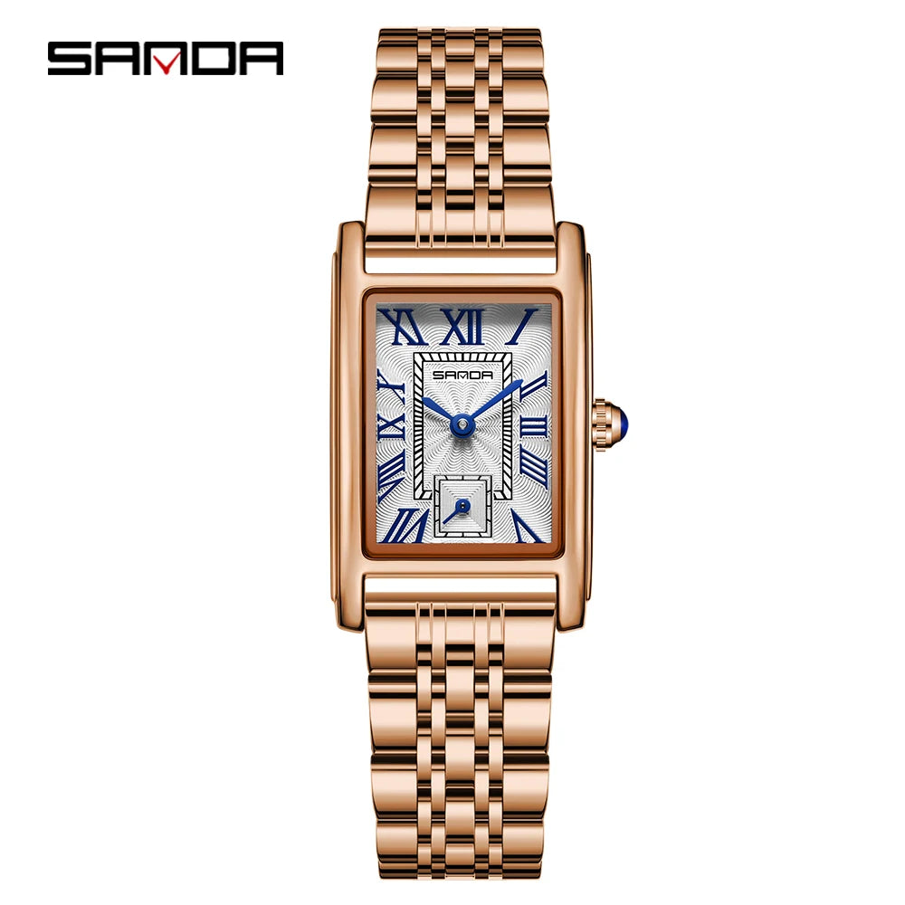 SANDA Top Fashion 1116 Women's Watch Elegant Design Rectangular Dial Waterproof Quartz Movement Business Women's Quartz Watch