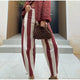 Striped Button-Front Curved-Leg Pants