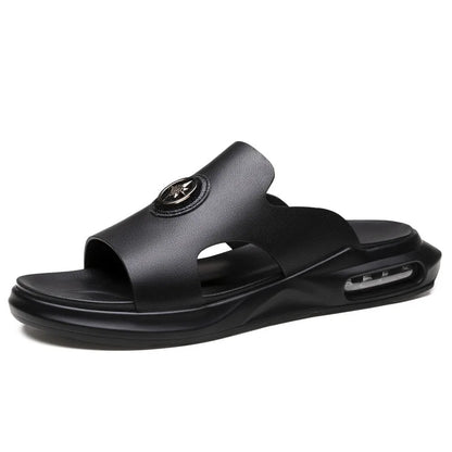 Luxury Men's Genuine Leather Sandals Classic Roman Men Shoes Slippers Soft Comfortable Men Non-slip Walking Slippers Footwea
