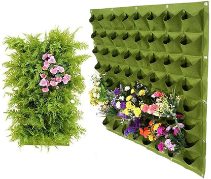 64 Pockets  Hanging Planter Bags, Wall Mounted Planting Grow Bags For Garden Outdoor Indoor Gardening Greening Flower Container