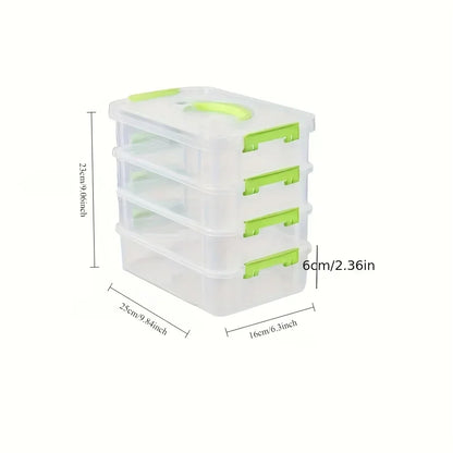 4-Layer Transparent Plastic Storage Box, Cover Partitioned Drawer Organizer, Building Block Portable Storage Case