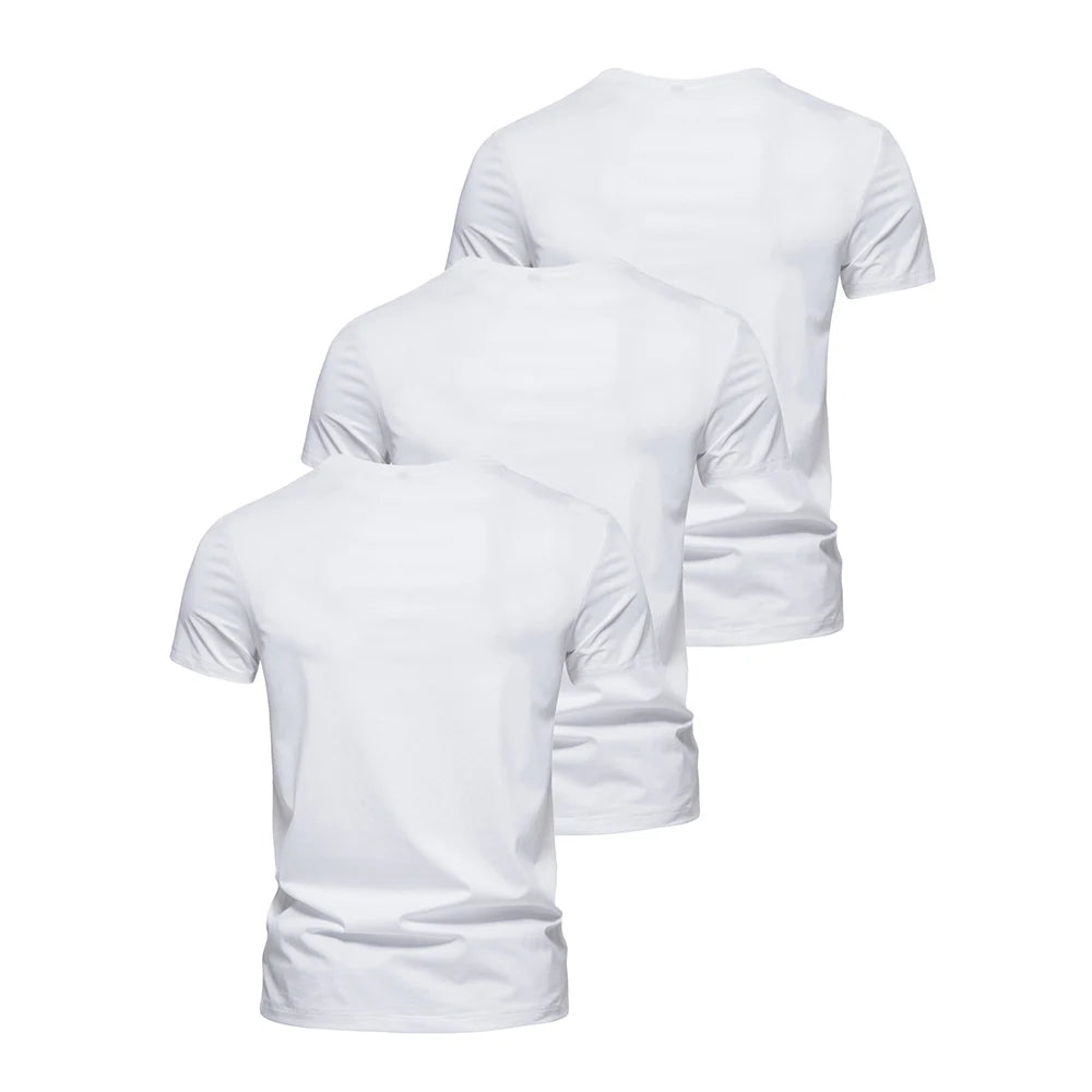 3Pcs Men T-shirt O-neck Fashion Design Slim Fit Soild T-shirts Male Tops Tees Short Sleeve T Shirt For Men