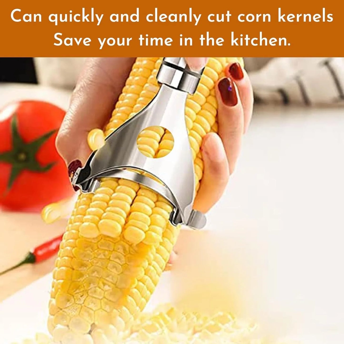 Efficient Corn Kernel Stripper Tool,7.1 Inch with Safety Hole&Comfort Handle,for Easy,Mess-Free Removal, Saves Time in Kitchen