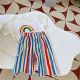 Girls' T-Shirt & Striped Pants Set — view 2