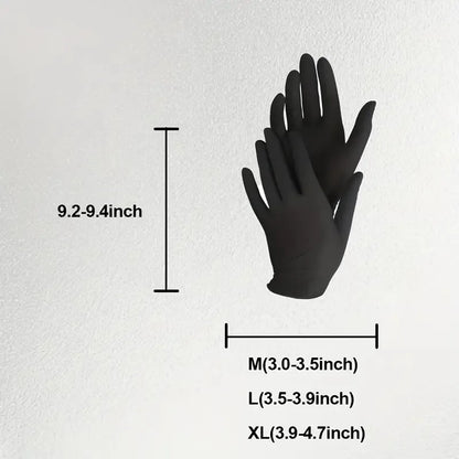 100 PCS Practical Kitchen Gift for Valentine's, Black Nitrile Gloves. 25x13cm, Durable, Multipurpose, Thoughtful