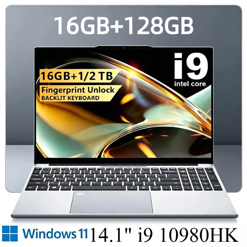 14.1 Inch Intel Core i9 10980HK Windows 11 Pro Laptop 32GB DDR4 2TB SSD Gaming Office PC Gamer Portable Notebook Computer