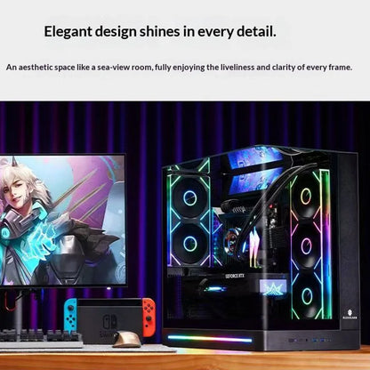 WJCOOLMAN AITO Plus ATX PC case 9.16-inch screen RGB light strip 360 water cooler Integrated curved glass computer case