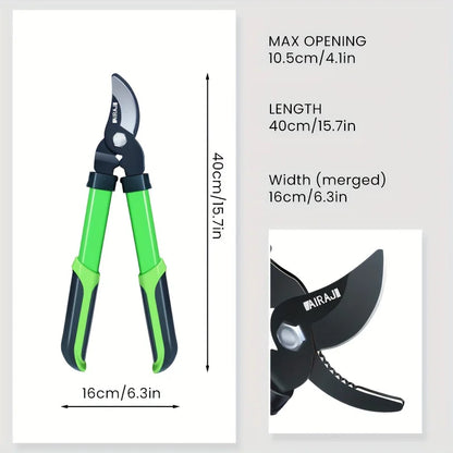 Professional Pruning Shears - Multi-Functional, Anti-Slip Grip, Large Opening, Durable Metal, Green - Ideal for Garden Trimming