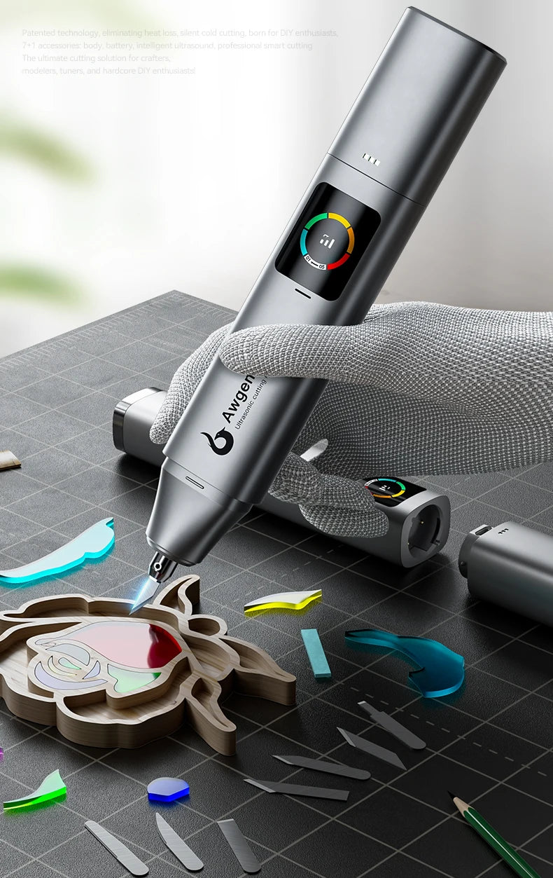 Awgem KE5 Handheld Ultrasonic Cutter Ultrasonic cutting knife DIY Electric Carving Tool for Plastic/Resin/3D Printing/Textile