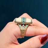 Vintage Oval Sea-Blue Crystal Ring — view 3
