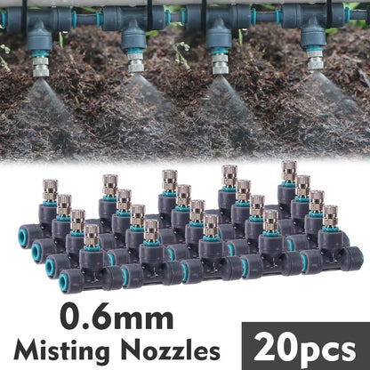 1/4″ 4/6mm 60W Self-priming Pump Misting Cooling System 0.6mm Atomizer Sprayer Slip Lock Nozzle Joint Outdoor Garden Irrigation