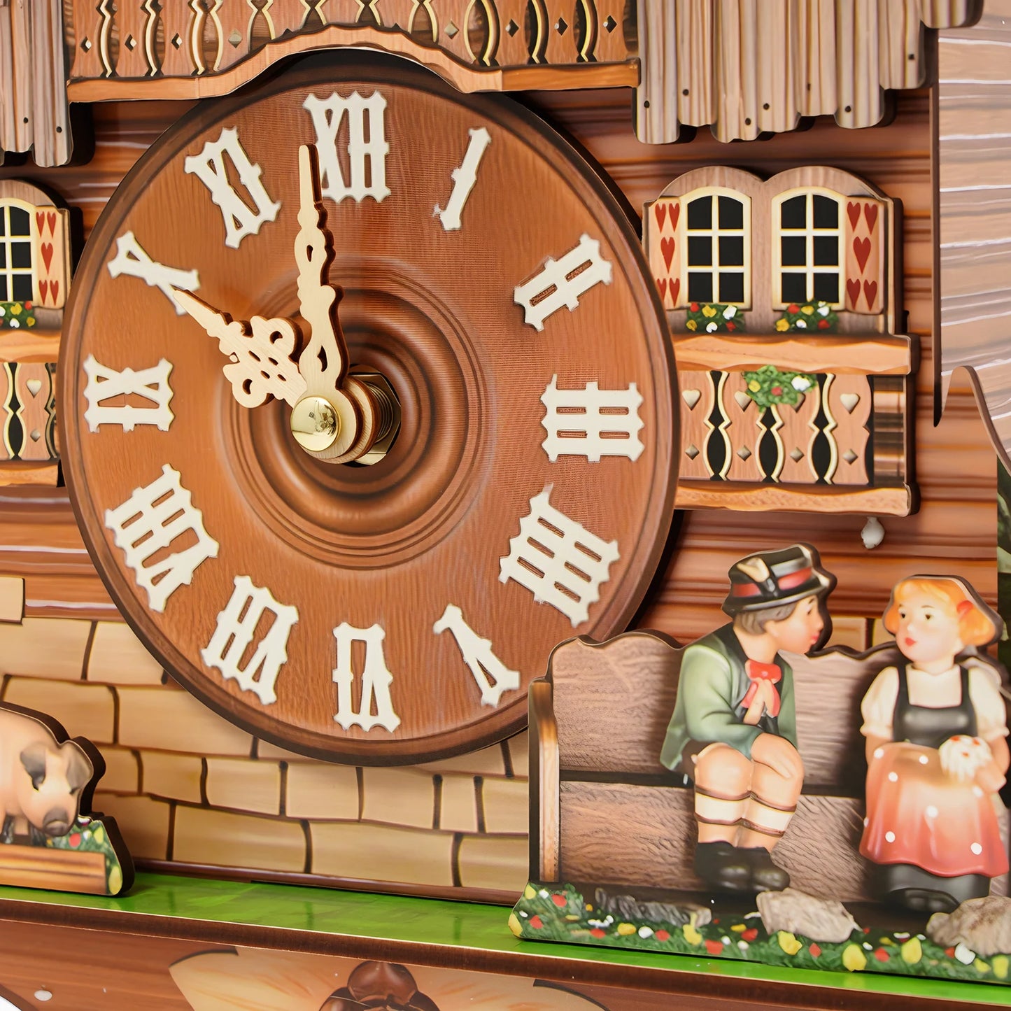 Wall Mount Clock Cuckoo Clock, Wood Cuckoo-Clock, 7:00-21:00 Chime Time 25*10*50cm Pointers+Time Scales Display