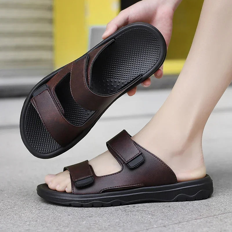Men Slippers Shoes Solid Color Slip On Casual Beach Slides Mens Thick Sole Anti Slip Shoes for Men 2024 Summer Fashion Sandals