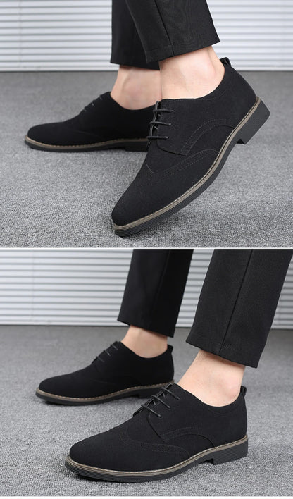 Mens Navy Blue Suede Wingtip Derby Shoes Classic Lace Up Formal Casual Dress Shoes For Business Wedding Office Wear British