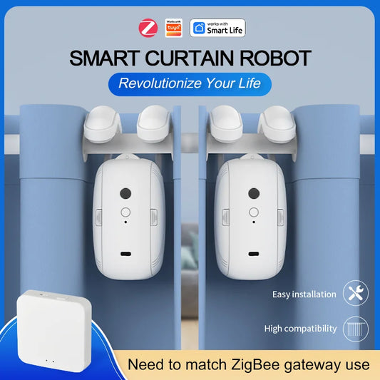 Tuya Smart Zigbee Curtain Motor with Hooks for Rome Track Smart Curtain Pusher Robot Support Siri Google Home AlexaVoice Control