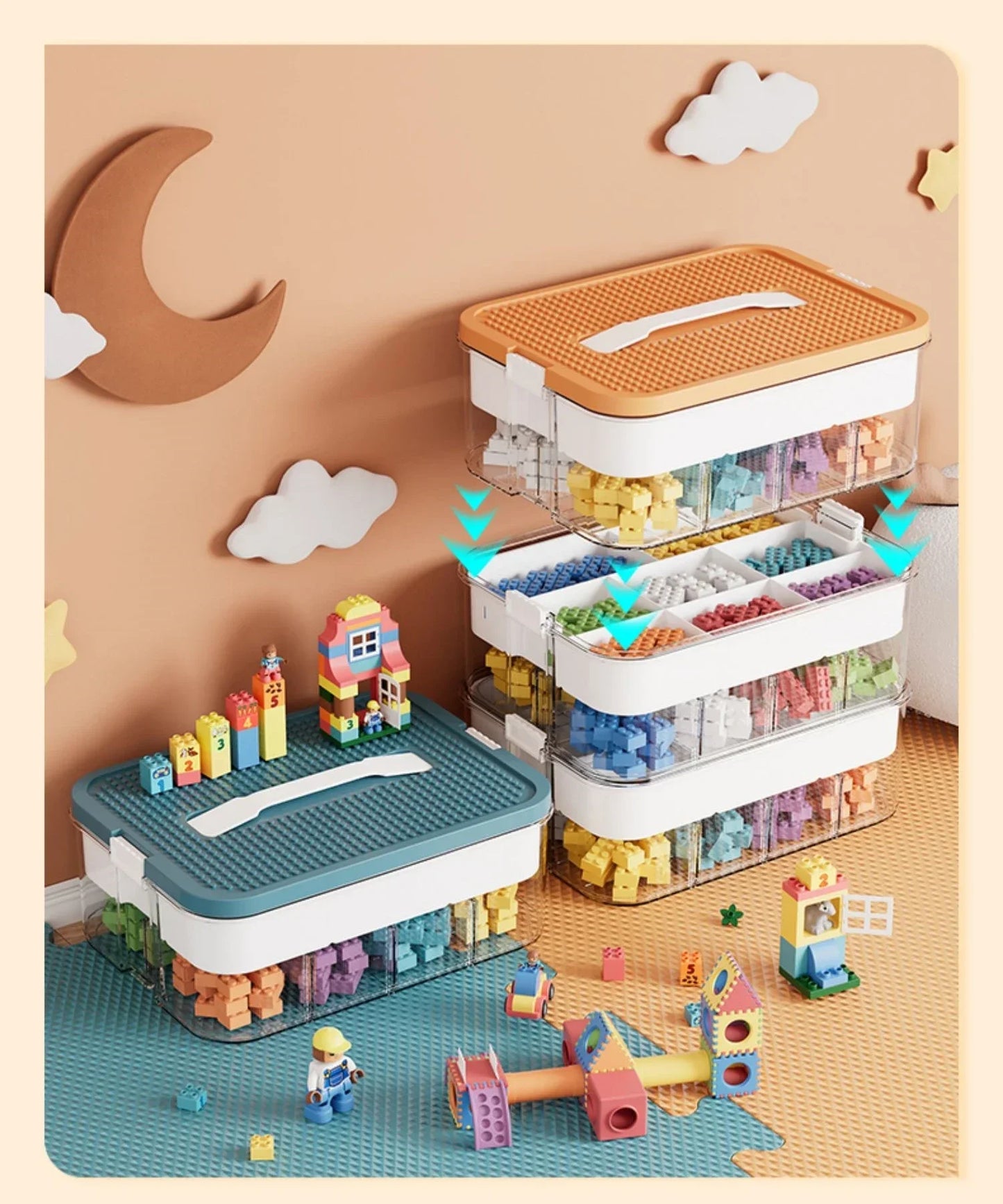 Plastic Storage Box For Lego Children Jigsaw Puzzle Building Block Container Classification Part Sort Box Kidroom Toy Organizer