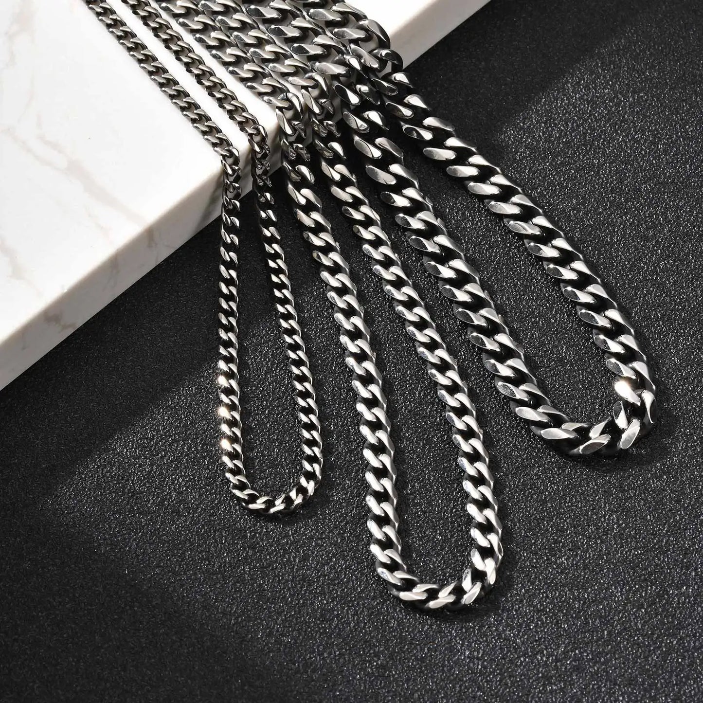 3/5/7mm Stainless Steel Cuban Link Chain Stainless Steel Necklace, Punk Hip-hop Choker for Men, Fashion Jewelry Accessories