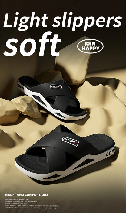 Men's Outdoor Fashion Sandals-Cross Strap Open Toe Slide Sandal,Non-Slip Bath Shower Slippers,Beach Shoes for Swimming & Walking