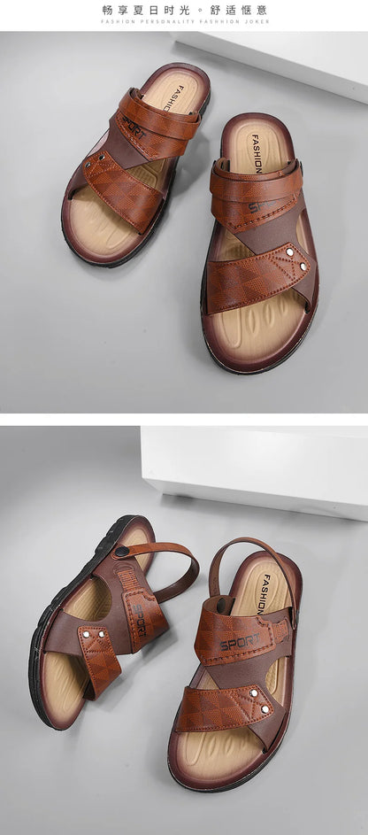 Fashion Sandals Men Summer Comfortable Adult Men's  Casual Slippers Beach Shoes For Men Non-slip Open-toe Sandals Male