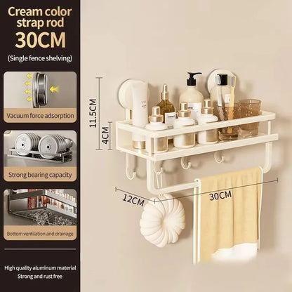No Drill Suction Cup Adhesive Bathroom Rack Bathroom Shelf Toilet Aluminum Hanging Rack Bathroom Organizer Hang On The Wall