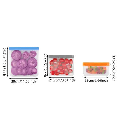Thickened PEVA Food Bag Reusable Freezer Bag Food Storage Bags Ziplock Leakproof Fresh Snack Bag Food Grade Lunch Bag for Fridge