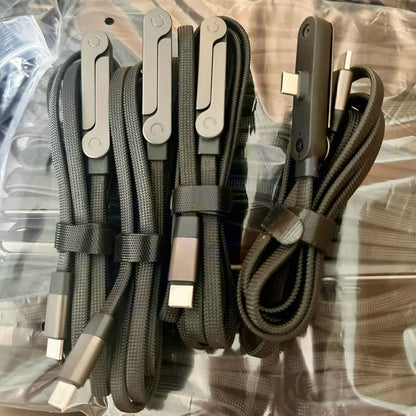 USB Type C Flat Charger Charging Cable C Kick Cable Stand Invisible Support Foldable Phone Holder 240W Charge Bracket For iPhone
