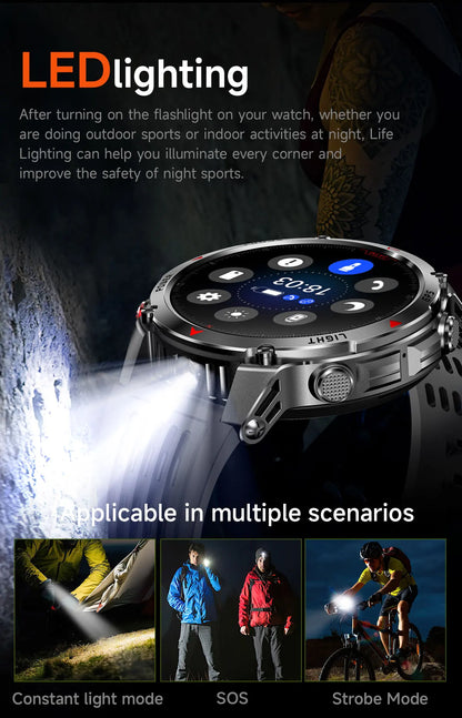 HT37 T-Rex 3 Pro Military GPS Smart Watch Waterproof Dual-band GNSS Compass Altimeter Swim 170 Sports Mode Watch with Flashlight
