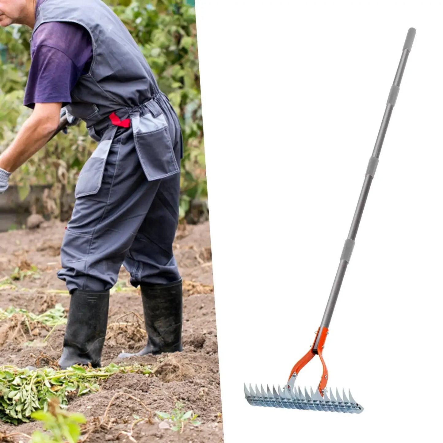 Versatile Grass Grooming Rake Lawn Thatching Rake Robust Dethatcher Rake for Cleaning Dead Grass, Yard Garden Durable Soil Rake