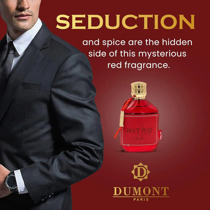 Nitro Red 3.4 Fl Oz Eau De Parfum for Men – Rich Fruity Woody Floral Fragrance – Luxurious Long Lasting Scent