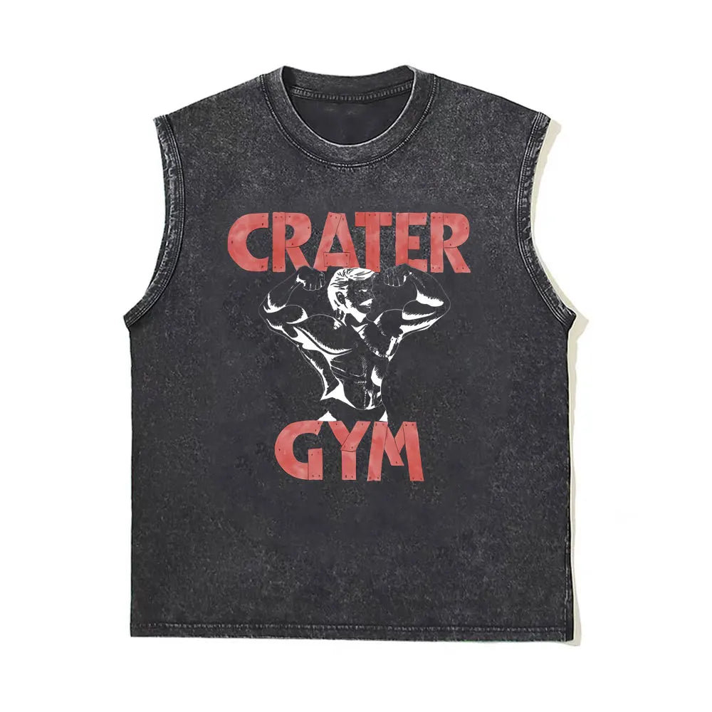 Washed Vintage Powerhouse Gym Logo Double Sided Print Tank Tops T-shirts Men Women Casual Oversized Geek Fitness Vest T Shirts