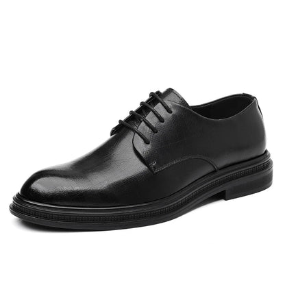 Mens Black Vintage Genuine Leather Lace Up Formal Business Office Groom Wedding Daily Wear Dress Shoes Simple British Style