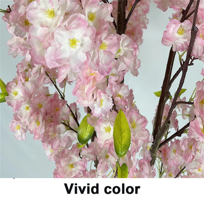 Artificial Cherry Blossom Tree, Tall Potted Faux Cherry Blossom Tree Plants In Pot With Lifelike Trunk For Indoor Home Decor