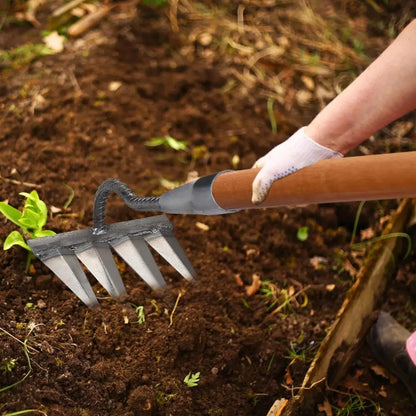 4/5/6/7 Teeth Carbon Steel Garden Hand Rake Farm Tool Weeding Scarifier Agricultural Nail Harrow Metal Harrow Garden WeedingTool