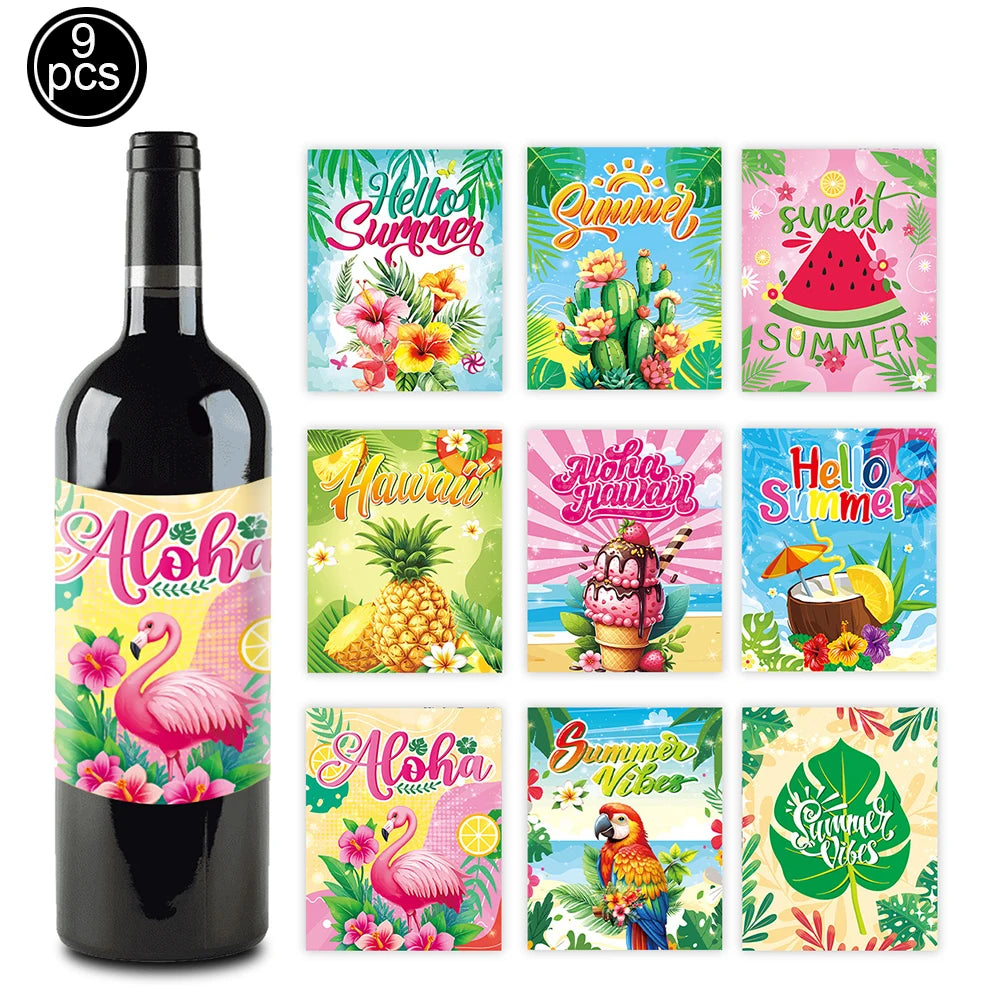 Hawaiian Party Photo Props Decorations Summer Beach Tropical Flamingo Party Supplies Aloha Banner Hawaiian Party DIY Supplies