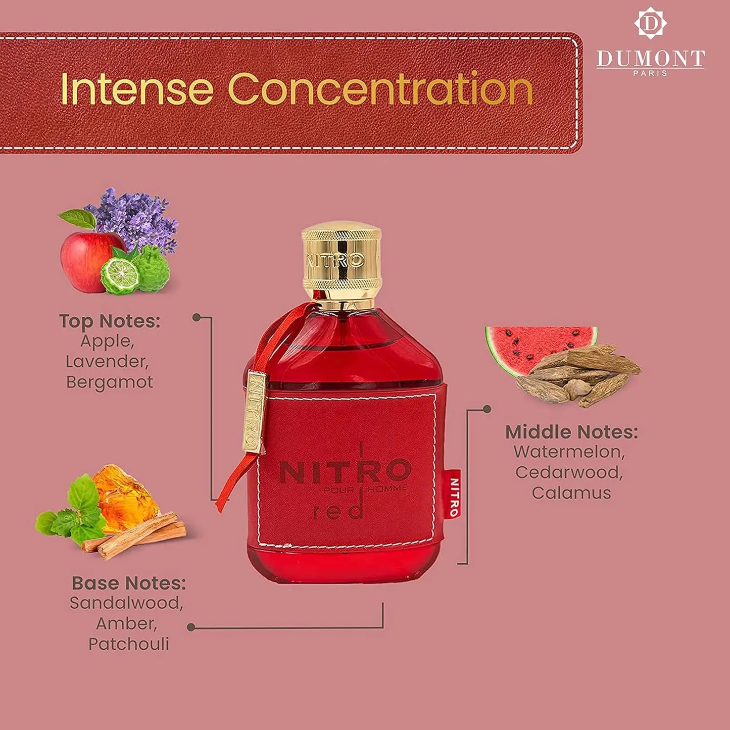 Dumont Nitro Red EDP 100ml Unisex Perfume Fresh Fruity Woody Long Lasting Luxury Scent 3.4oz Vaporisateur Spray Buy Now Best New